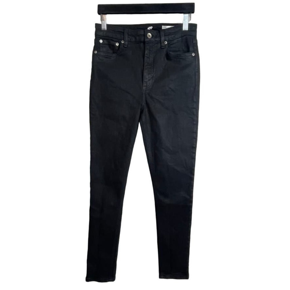 Rag & Bone Coated Black Nina High Rise Skinny Stretch Jeans Size 28